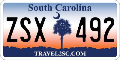 SC license plate ZSX492