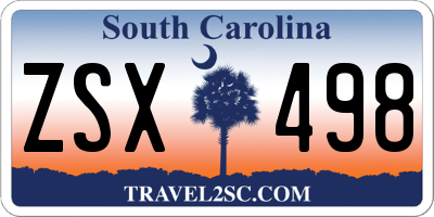 SC license plate ZSX498