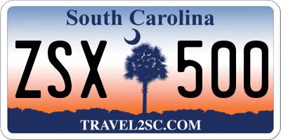 SC license plate ZSX500