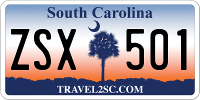 SC license plate ZSX501
