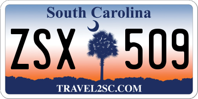 SC license plate ZSX509