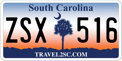 SC license plate ZSX516