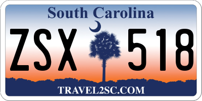 SC license plate ZSX518