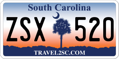 SC license plate ZSX520