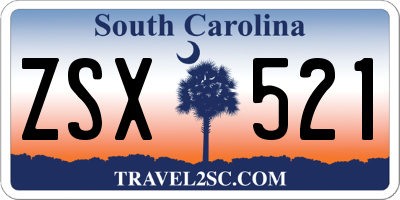 SC license plate ZSX521