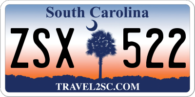 SC license plate ZSX522