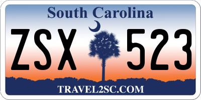 SC license plate ZSX523