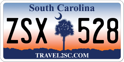 SC license plate ZSX528