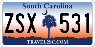 SC license plate ZSX531