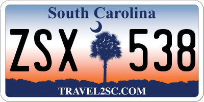 SC license plate ZSX538