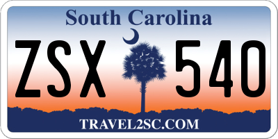 SC license plate ZSX540