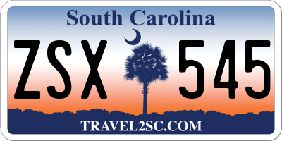 SC license plate ZSX545