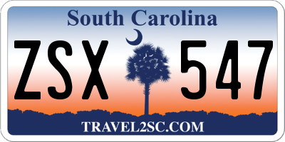 SC license plate ZSX547
