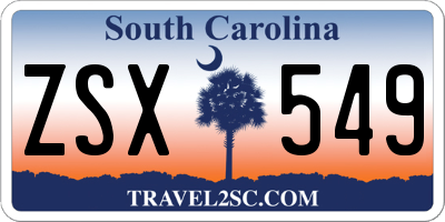 SC license plate ZSX549