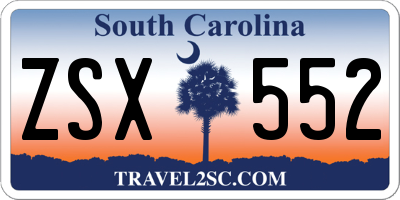 SC license plate ZSX552