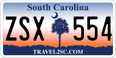 SC license plate ZSX554