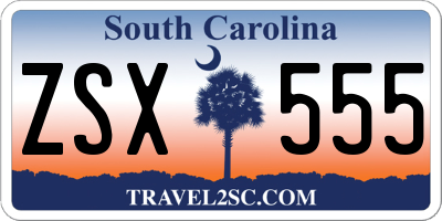 SC license plate ZSX555