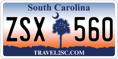 SC license plate ZSX560