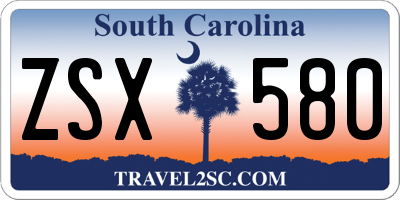 SC license plate ZSX580
