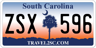SC license plate ZSX596