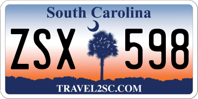 SC license plate ZSX598