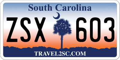 SC license plate ZSX603