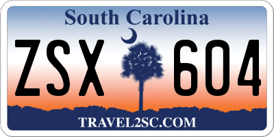 SC license plate ZSX604