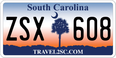 SC license plate ZSX608