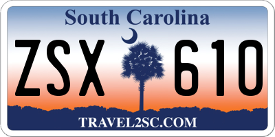 SC license plate ZSX610