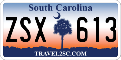 SC license plate ZSX613