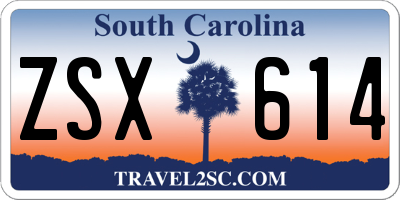SC license plate ZSX614