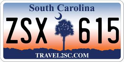 SC license plate ZSX615