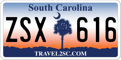 SC license plate ZSX616