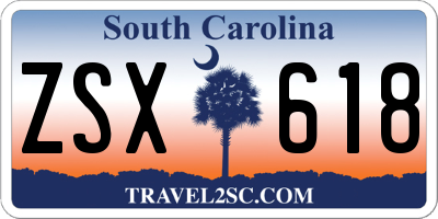 SC license plate ZSX618