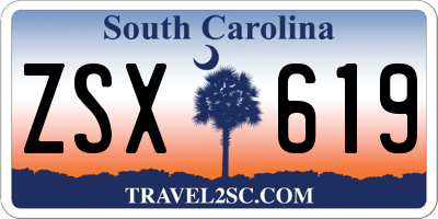 SC license plate ZSX619