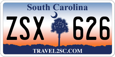 SC license plate ZSX626