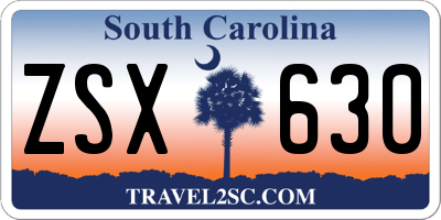 SC license plate ZSX630