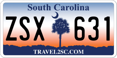 SC license plate ZSX631