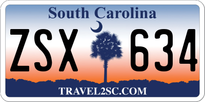 SC license plate ZSX634