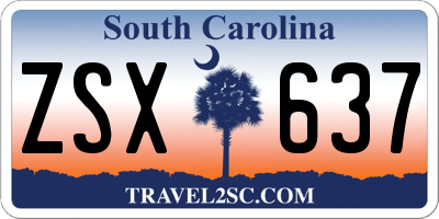 SC license plate ZSX637