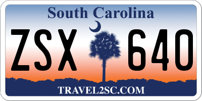 SC license plate ZSX640