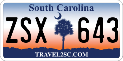 SC license plate ZSX643