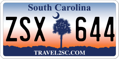 SC license plate ZSX644
