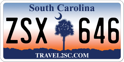 SC license plate ZSX646