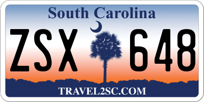 SC license plate ZSX648