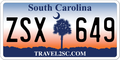 SC license plate ZSX649