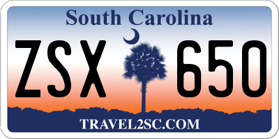 SC license plate ZSX650