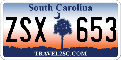 SC license plate ZSX653