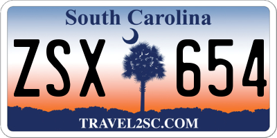 SC license plate ZSX654