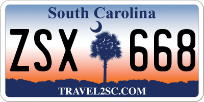 SC license plate ZSX668
